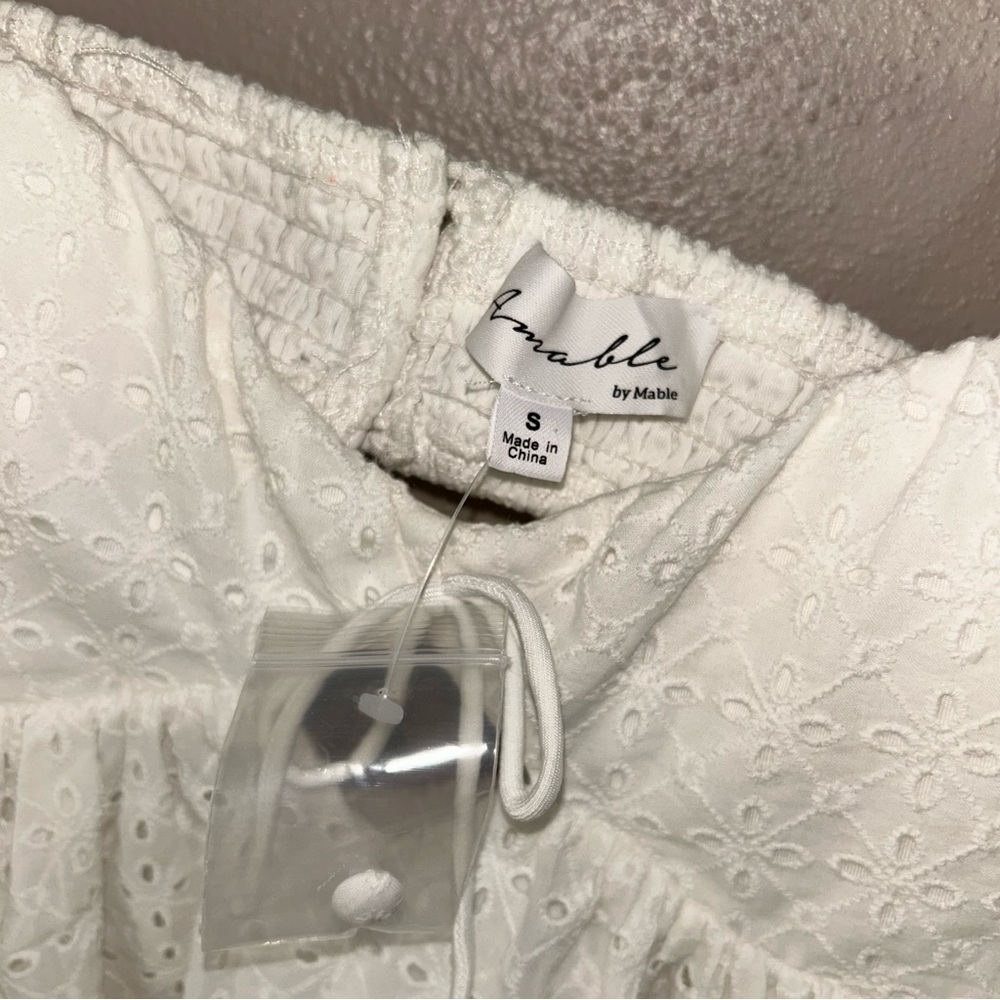 MARBLE eyelet White Off-Shoulder Mini Dress - Picture 5 of 6
